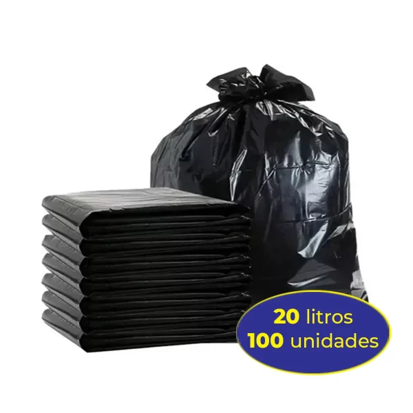 Saco Preto Para Lixo 20 Litros 38x45cm - 100 unidades